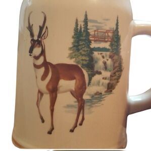 Vintage Olympia Wildlife Series Ceramic Beer Stein Mug with Pronghorn Antelope